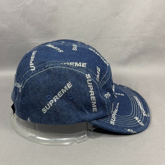 Supreme Strapback Clip Hat 5 panel Blue Denim Streetwear Box Glitter USA Mens - Picture 5 of 16